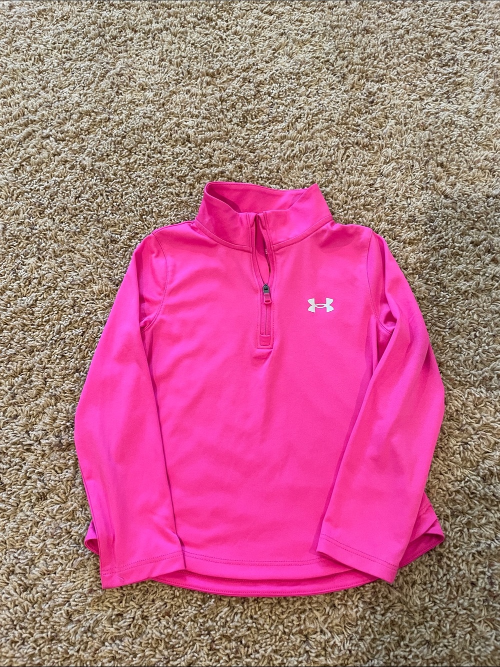 Under Armour Girls Bright Pink 1/4 Zip Long Sleeve Size 5